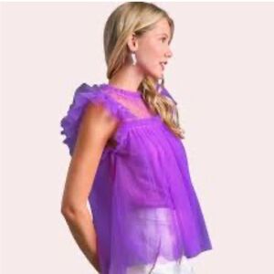 Umgee Vibrant Purple Ruffle Blouse NWT